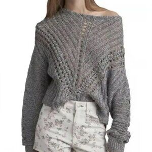 Rag & Bone mercerized cotton marled black white sweater